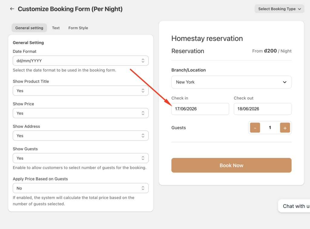 Shopify booking form
