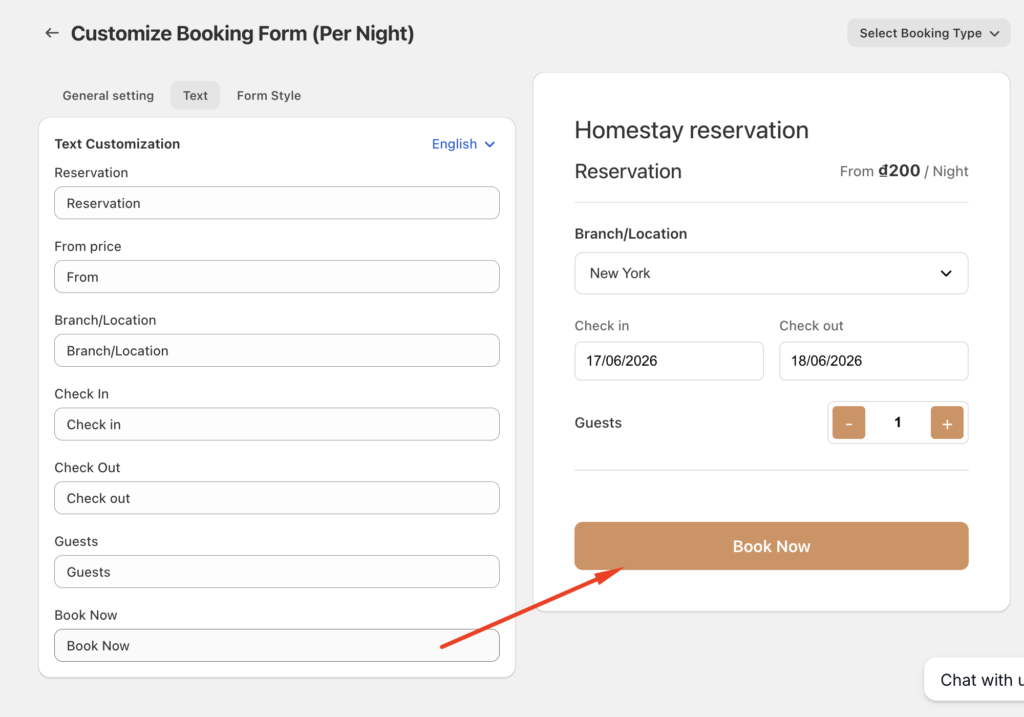 Shopify booking form